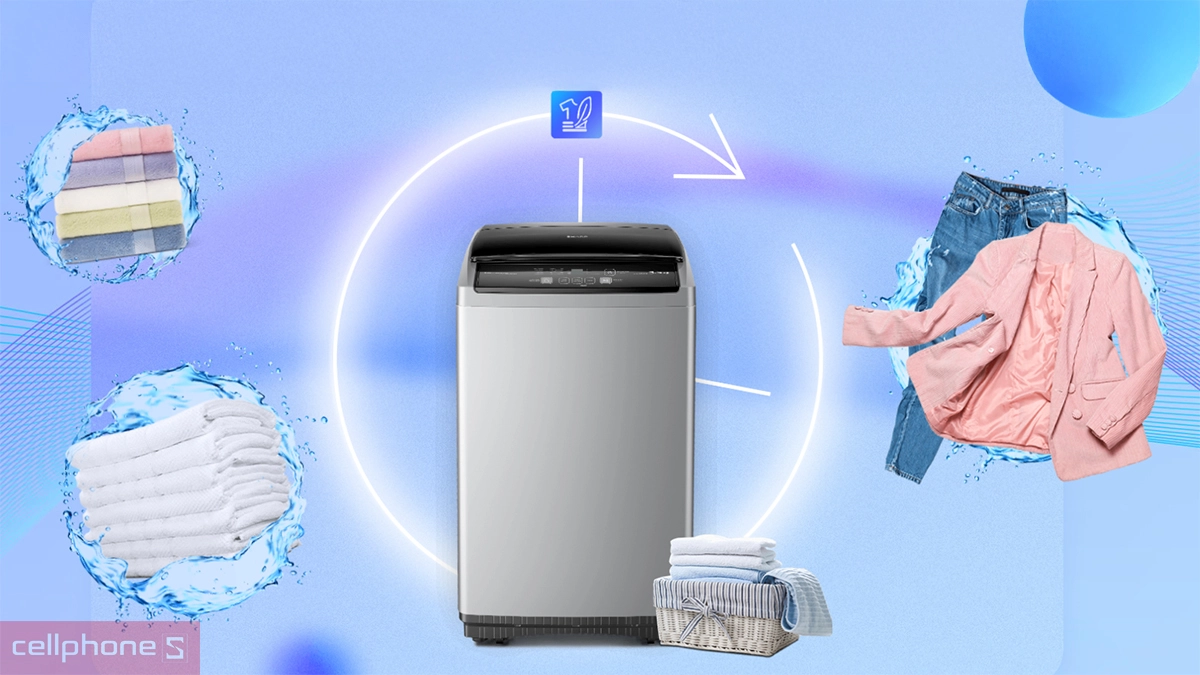 Máy giặt Sharp 7.5kg ES-Y75HV-S được trang bị bảng điều khiển với tiếng Việt