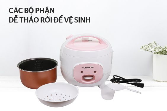 Nồi cơm điện Sunhouse 1.2 lít SHD8217W đi kèm nhiều thành phần