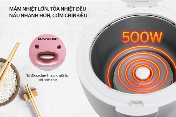 Mâm nhiệt lớn giúp quá trình nấu diễn ra nhanh