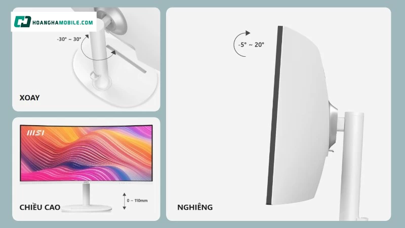 MSI MD342CQPW có công nghệ EyesErgo, chống nháy hình, giảm ánh sáng xanh.