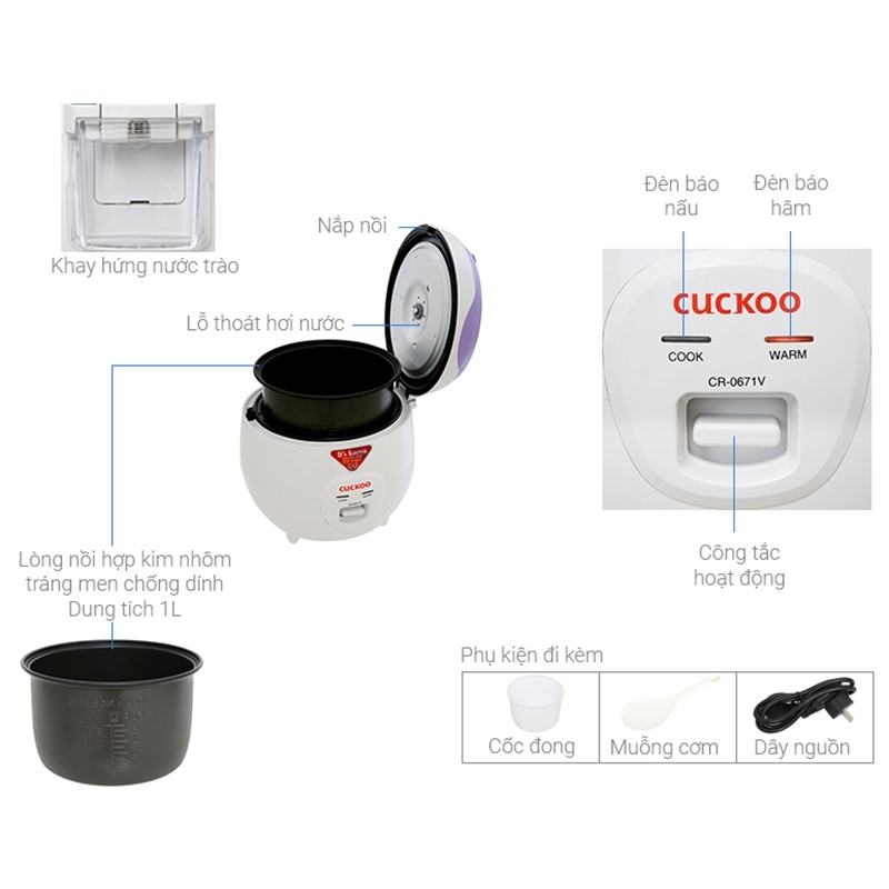 Nồi cơm điện Cuckoo 1 lít CR-0671/VWVNCV — ảnh 5