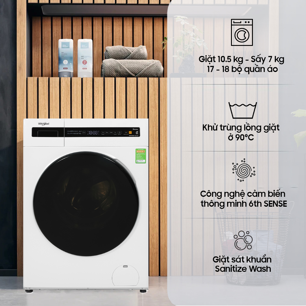 Inverter Giặt 10.5 Kg Sấy 7 Kg WWEB10702FW — ảnh 6