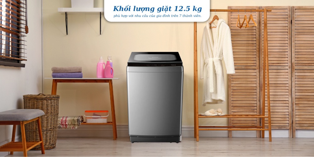 Máy Giặt Sharp ES-TM125CN-MR có khối lượng giặt 12.5 kg