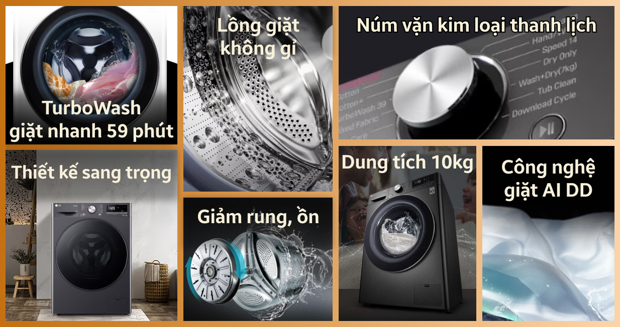 Máy giặt LG cửa ngang 10kg 2023 (FV1410S4M1) — ảnh 2