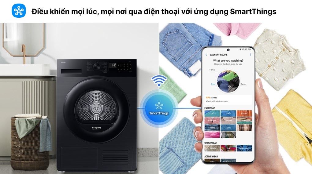 Máy sấy bơm nhiệt Samsung 9 kg DV90CGC2A0ABSV - Tiện ích