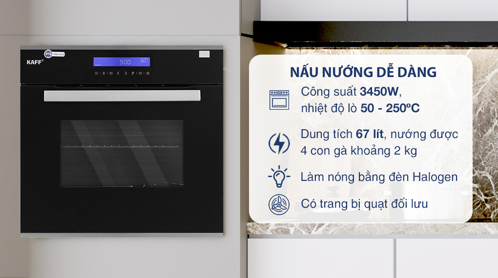 Lò nướng âm KAFF KF-T90S 67 lít - Dung tích 67 lít
