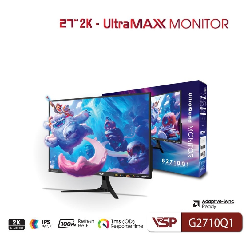 Màn hình Gaming VSP G2710Q1 - Tần số quét lên đến 100Hz và phản hồi chỉ 1ms