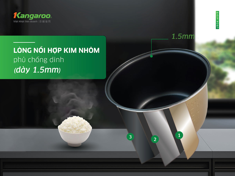 Nồi cơm điện Kangaroo 1.8 lít KGRC18M3 (hình 4)