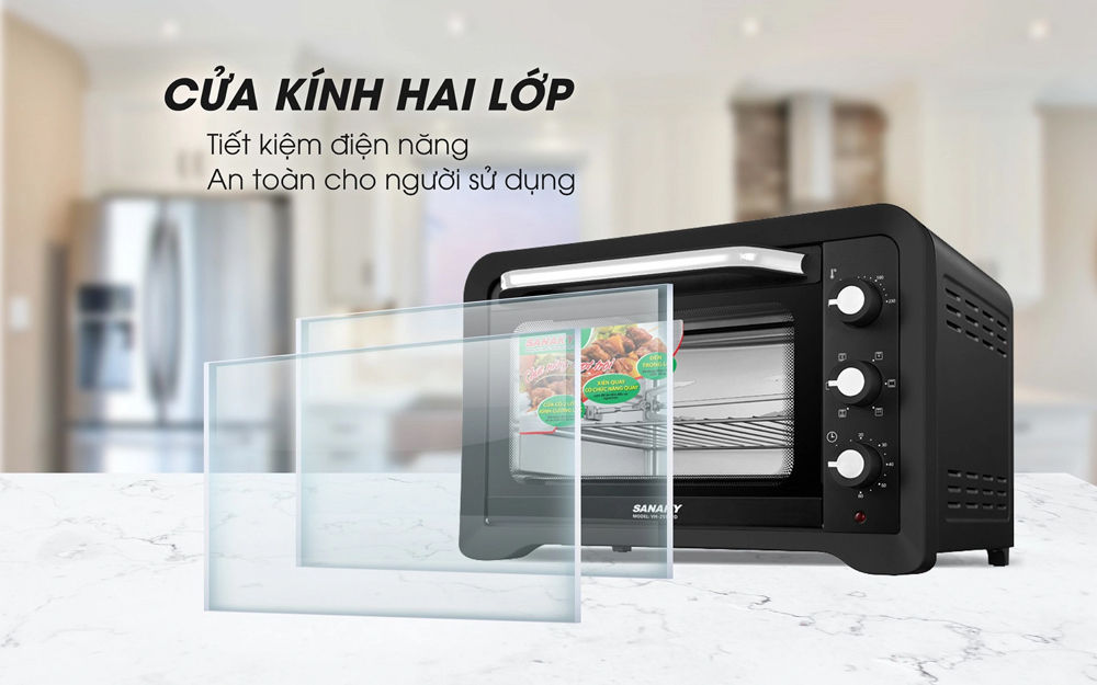 Lò nướng Sanaky VH-259S2D trang bị cửa kính trong suốt
