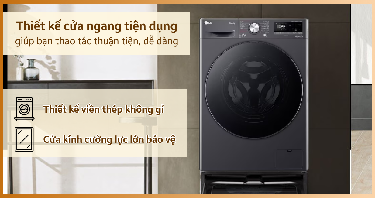Máy giặt LG cửa ngang 10kg 2023 (FV1410S4M1) — ảnh 3