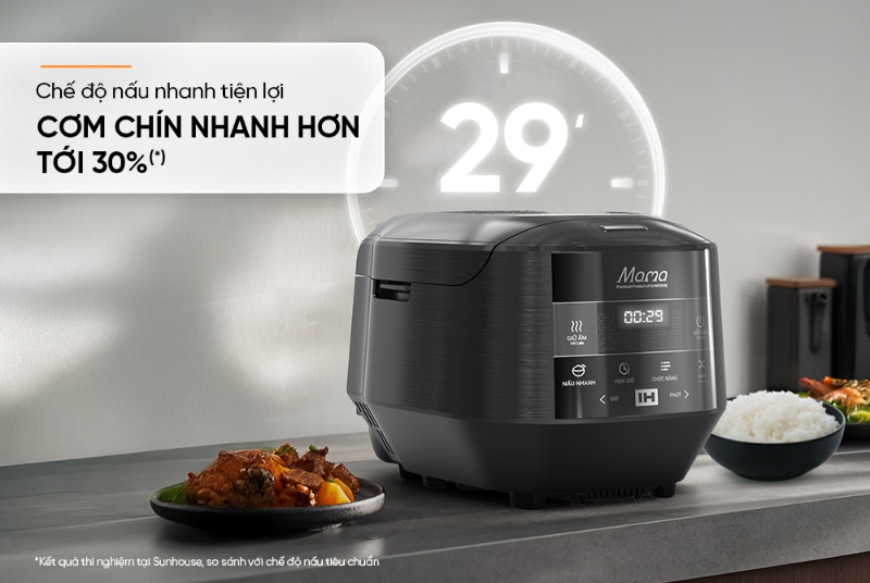 Nồi cơm điện cao tần Sunhouse Mama 1.5 lít SHD8858 tiết kiệm thời gian