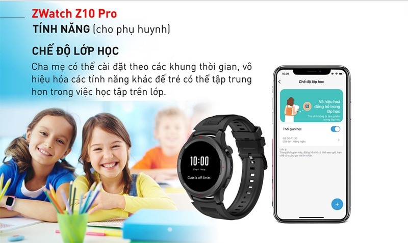 Với chế độ lớp học thông minh, phụ huynh có thể dễ dàng cài đặt thời gian và tạm thời tắt các tính năng khác