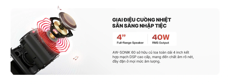 Loa Karaoke Bluetooth ALPHA WORKS SONIK 60 giai điệu cuổng nhiệt sẵn sàng nhập tiệc