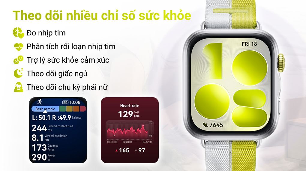 Đồng hồ Huawei Watch Fit 5 dây nylon hỗ trợ đo nhịp tim, SpO2 và theo dõi giấc ngủ hằng ngày