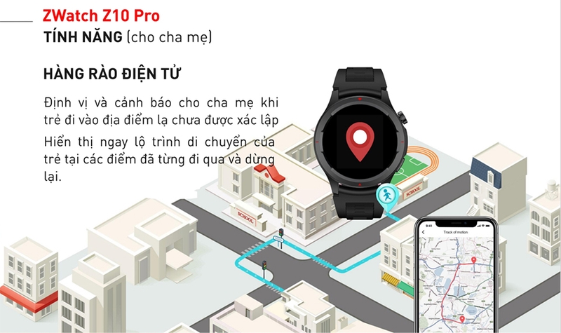 Tính năng hàng rào điện tử sẽ ngay lập tức phát ra cảnh báo khi trẻ rời khỏi vùng an toàn