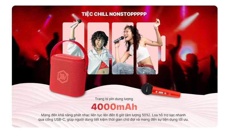 Loa Karaoke Bluetooth ALPHA WORKS SONIK 60 pin dung lượng lên đến 4000mAh
