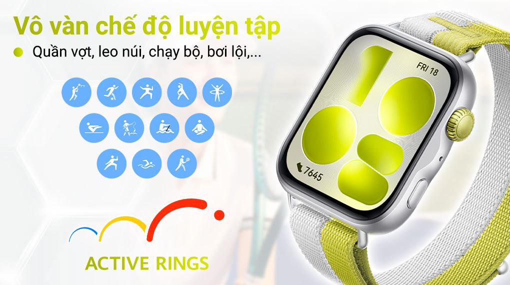 Huawei Watch Fit 5 dây nylon tích hợp nhiều chế độ luyện tập phù hợp cho chạy bộ, đạp xe và thể thao ngoài trời