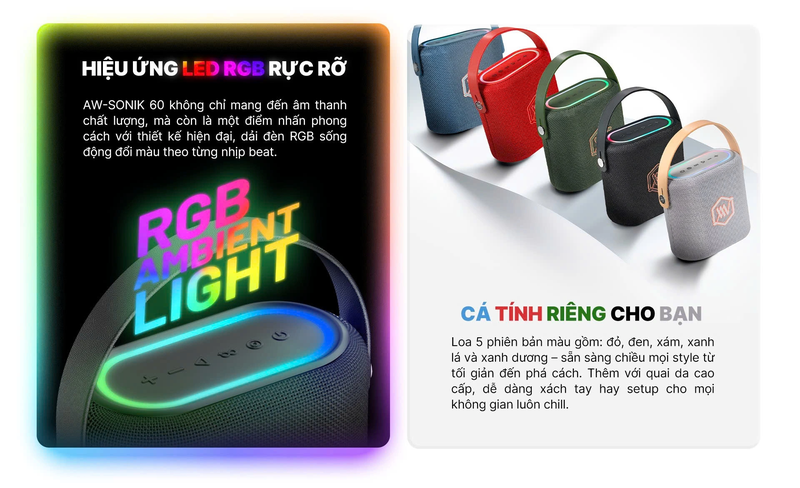 Loa Karaoke Bluetooth ALPHA WORKS SONIK 60 hiệu ứng đền LED RGB đổi màu theo nhịp beat
