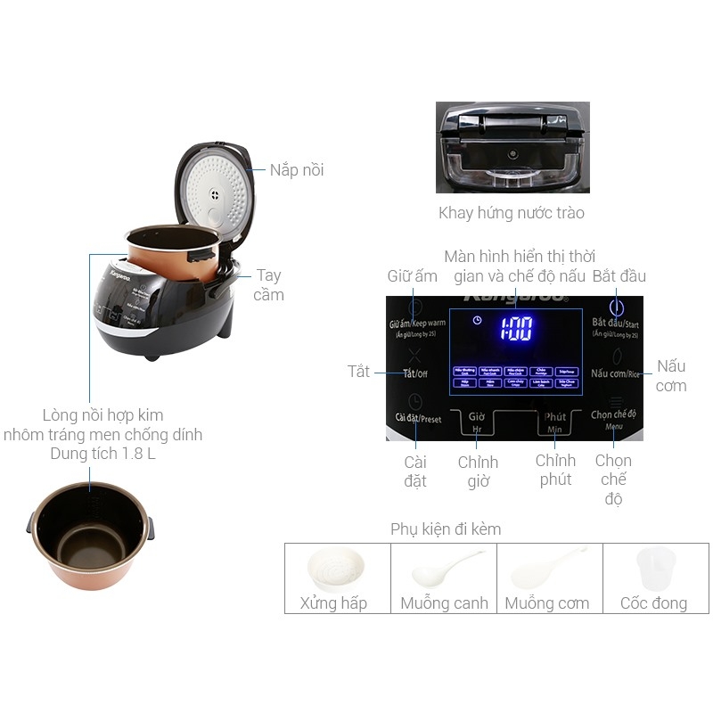 Nồi cơm điện tử Kangaroo KG595 — ảnh 3