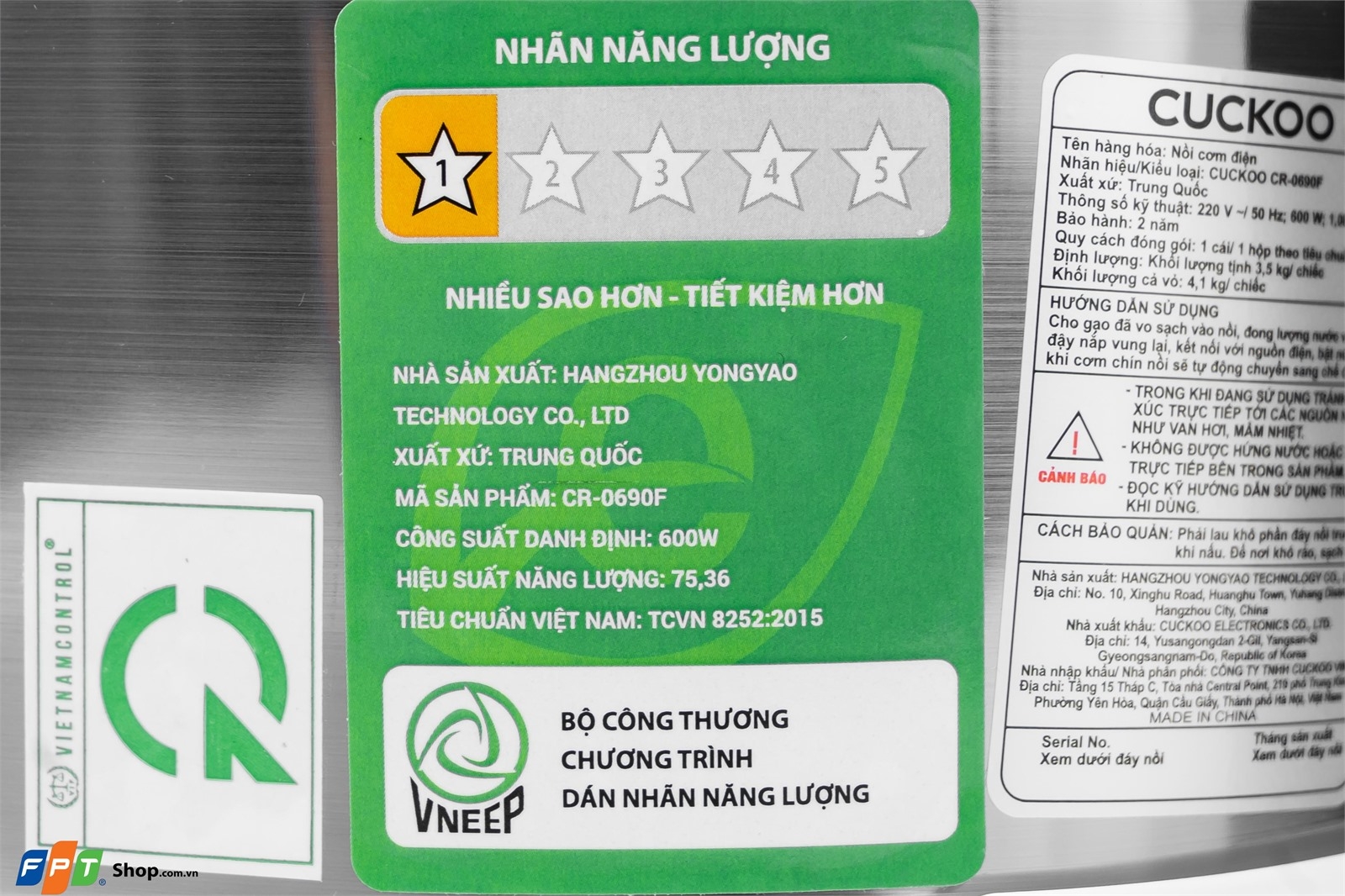 Nồi cơm điện tử Cuckoo 1.08 lít CR-0690F/SIWHCRVNCV — ảnh 6