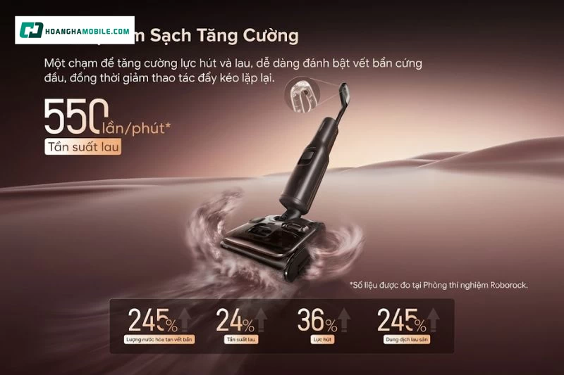 Chế độ Turbo 550 vòng/phút là điểm khác biệt quan trọng của Roborock F25 Pro Turbo.