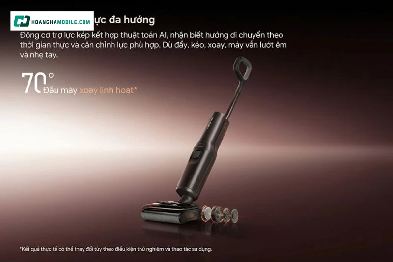 Roborock F25 Pro Turbo có trọng lượng 4.7kg, không phải mức quá nhẹ nếu so với cây lau nhà thủ công.