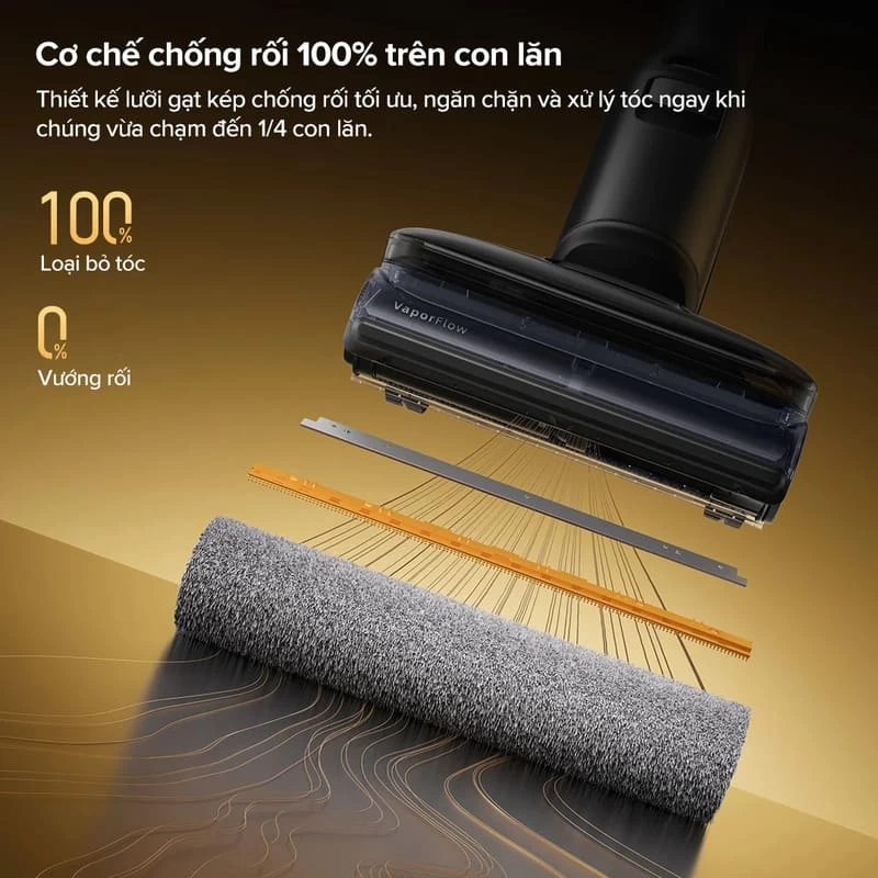 Con lăn JawScrapers giảm tóc rối và vệt nước khi sử dụng Roborock F25 Ultra