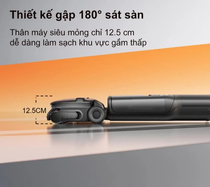 Roborock F25 Ultra có thiết kế gập phẳng giúp tiếp cận gầm thấp